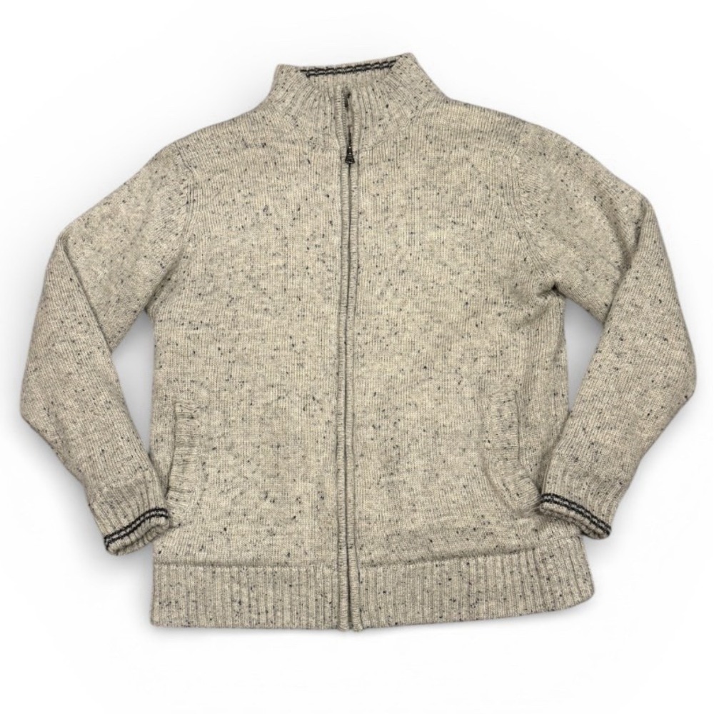 Weatherproof Vintage Cardigan Sweater Jacket Tan Himalayan Size M Zip Closure